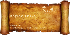 Kogler Anikó névjegykártya